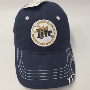 Miller Lite Hat Adjustable Blue Beer Quality Uncompromising Unchanging Logo Men